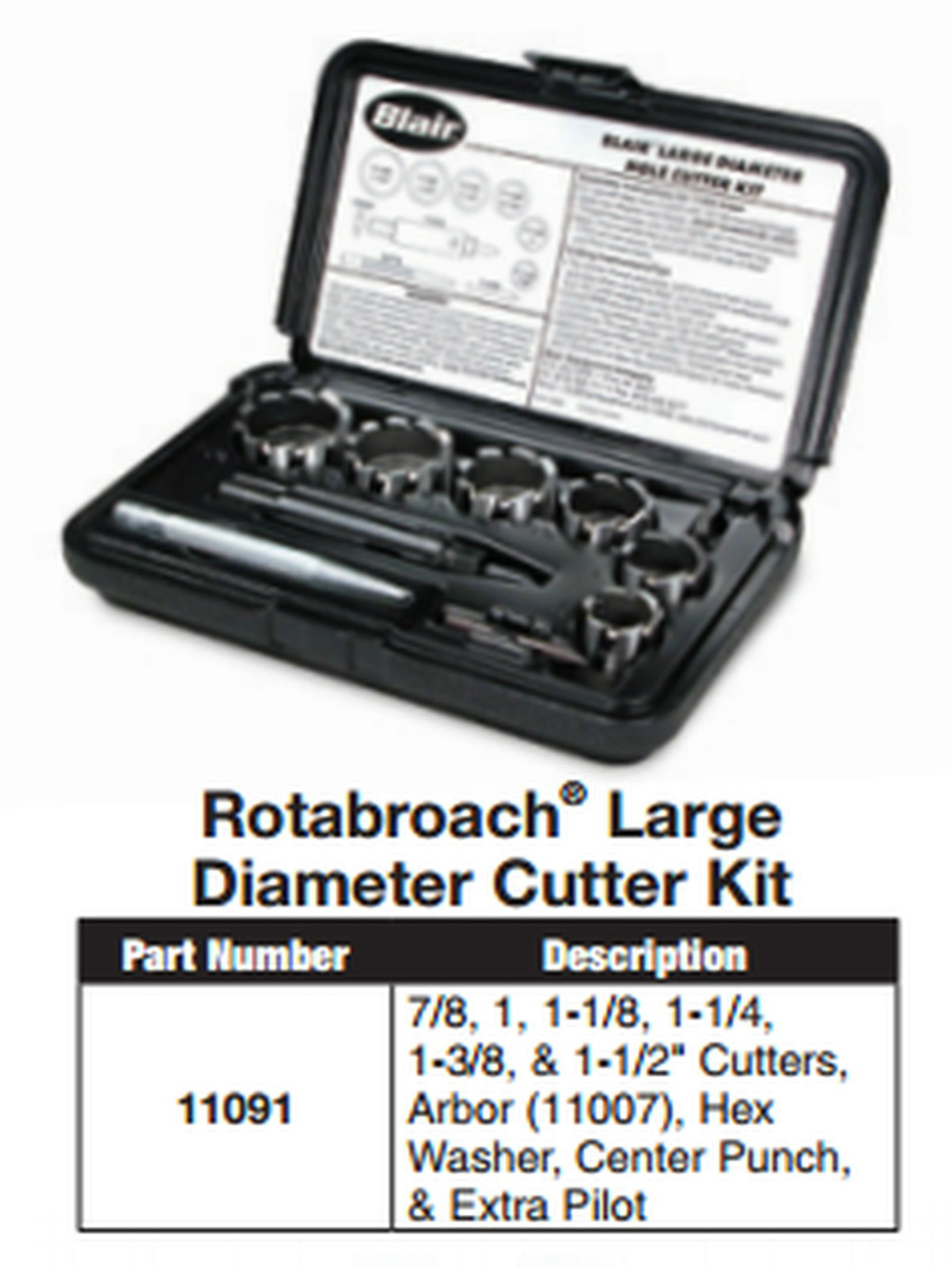Blair11091   Rotabroach Large  Metal Hole Cutting Kit 5 cutters 7/8" to 1-1/2"