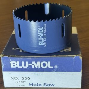 Blu-Mol 550 3-1/8 inch BI-METAL Hole Saw Shatterproof 1-3/8" Cutting Depth USA