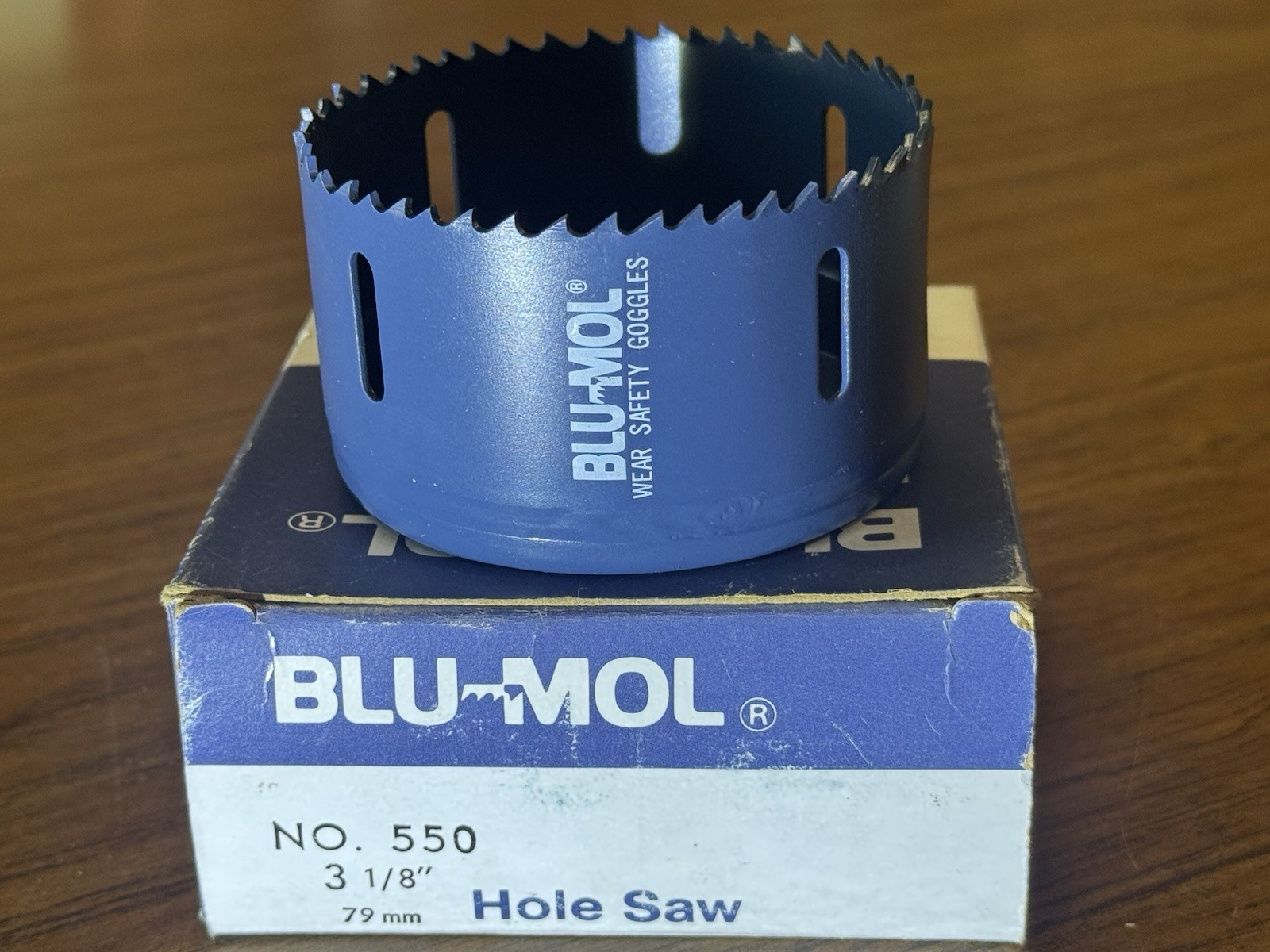 Blu-Mol 550 3-1/8 inch BI-METAL Hole Saw Shatterproof 1-3/8" Cutting Depth USA
