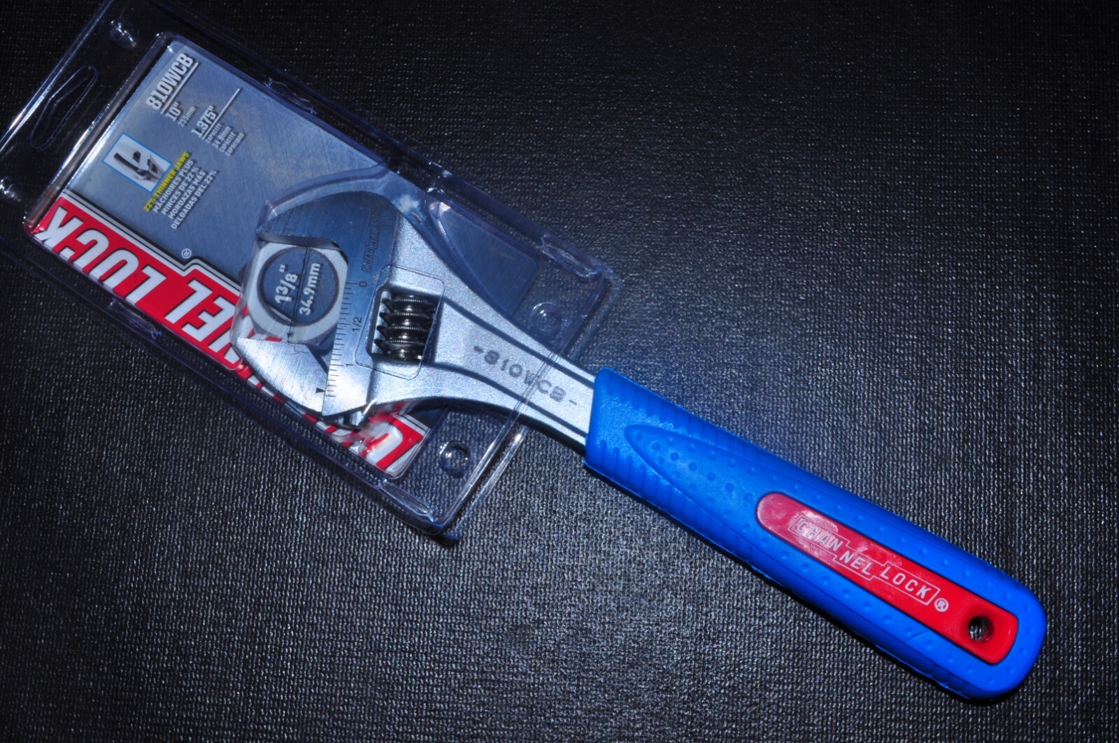 CHANNELLOCK ADJUSTABLE WRENCH 10 INCH CODE BLUE HANDLE WIDE OPEN 1-3/8"  810WCB