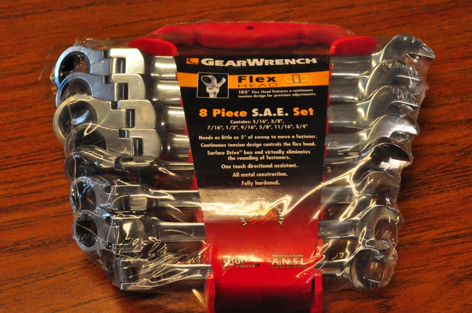 Danaher KD Gear Wrench 9701 SAE Flex Head Combo Set - 8-Pc w/ Wrench Rack