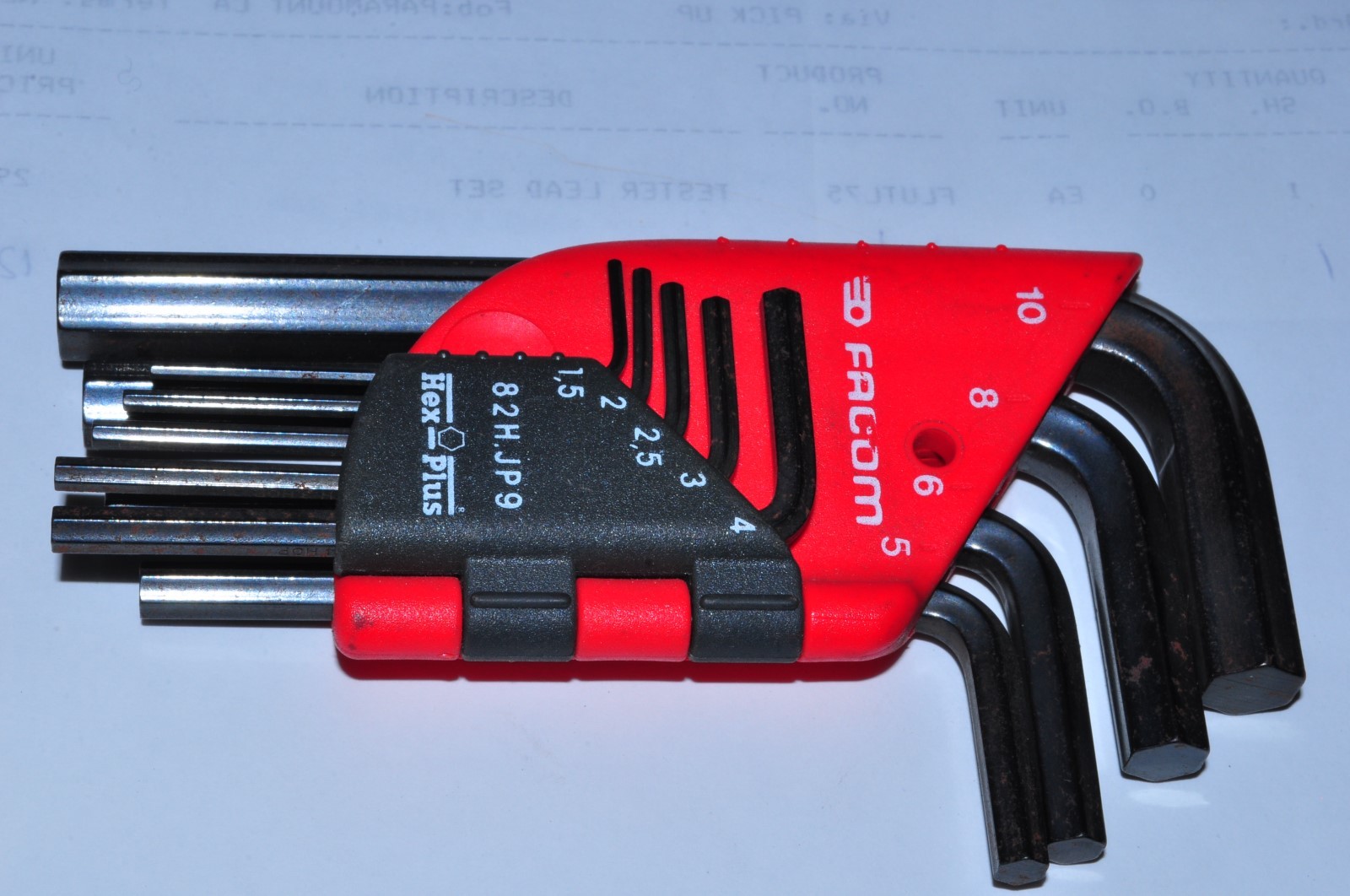 Facom 82H.JP9 1.5 mm to10mm L key Metric Hexagon Key Set Made in France.
