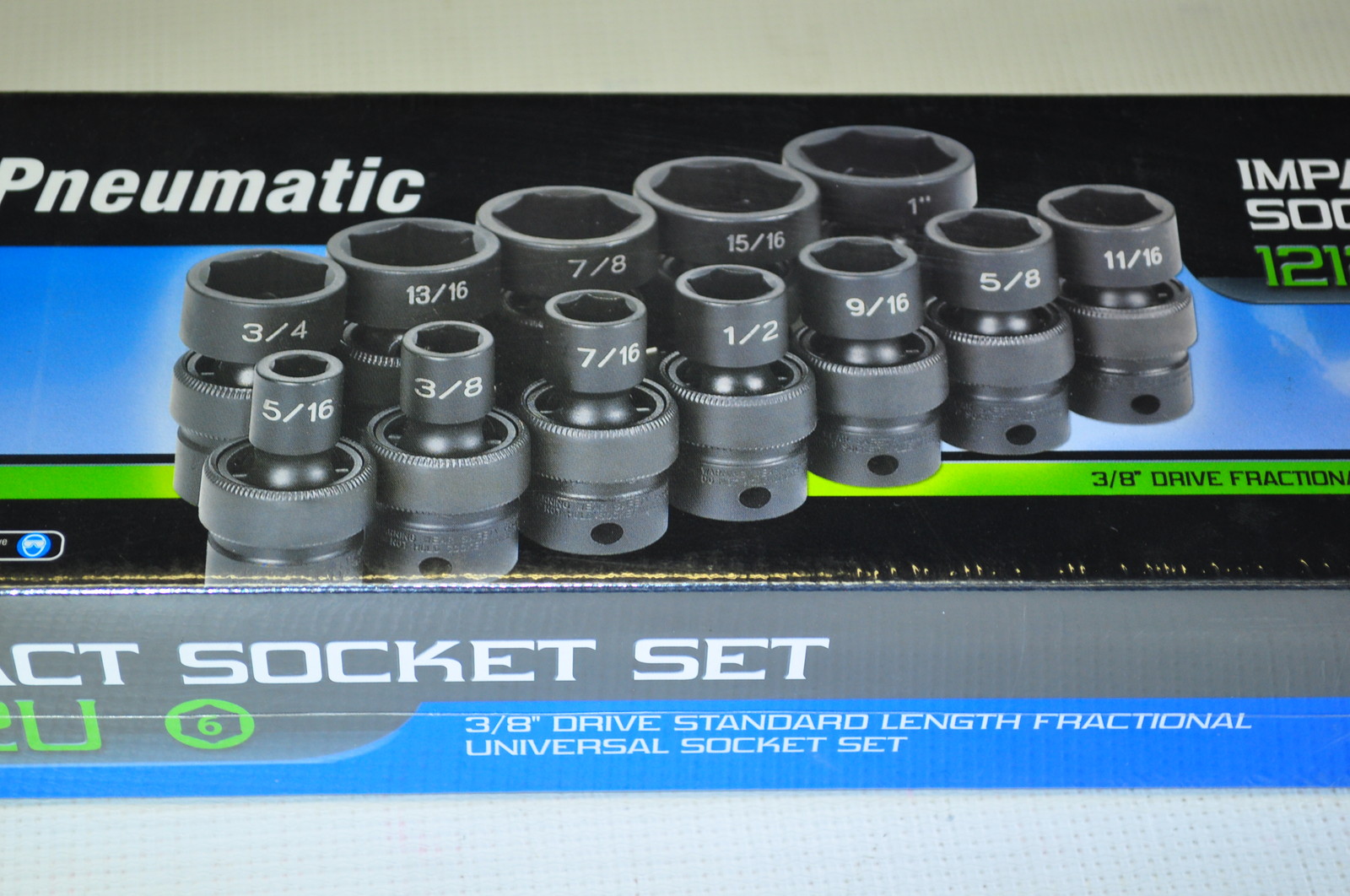 Grey Pneu 1212U 3/8 in Drive 12 pcs Std. Fractional Universal Impact socket Set