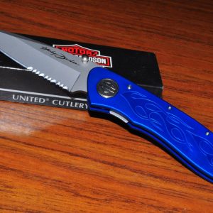 HARLEY DAVIDSON HD0034 FLAMING LEGEND III Blue 2001 HD KNIFE ORIGIN BOX