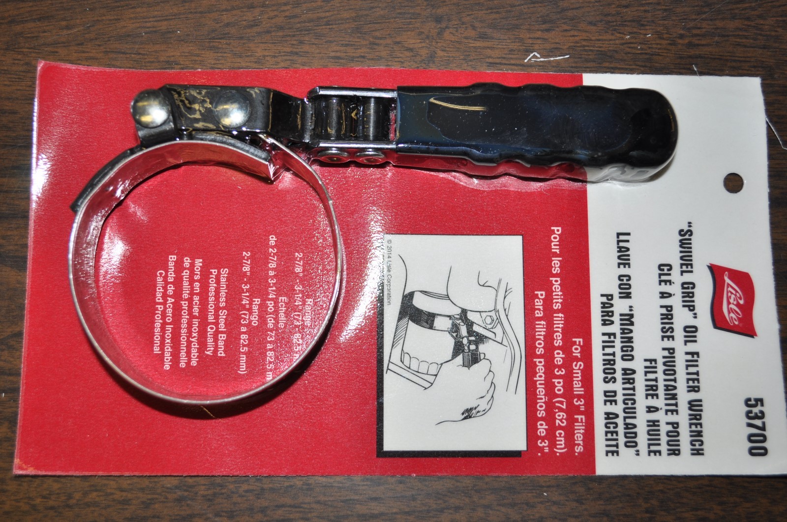 Lisle 53700 Small Swivel Grip Oil Filter Wrench for Range 2 7/8" to 3 1/4"