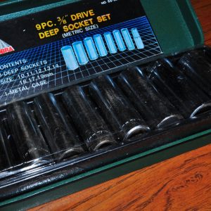 METRIC DEEP SOCKET 9 PCS 3/8" DR 10MM TO 19MM METAL CASE