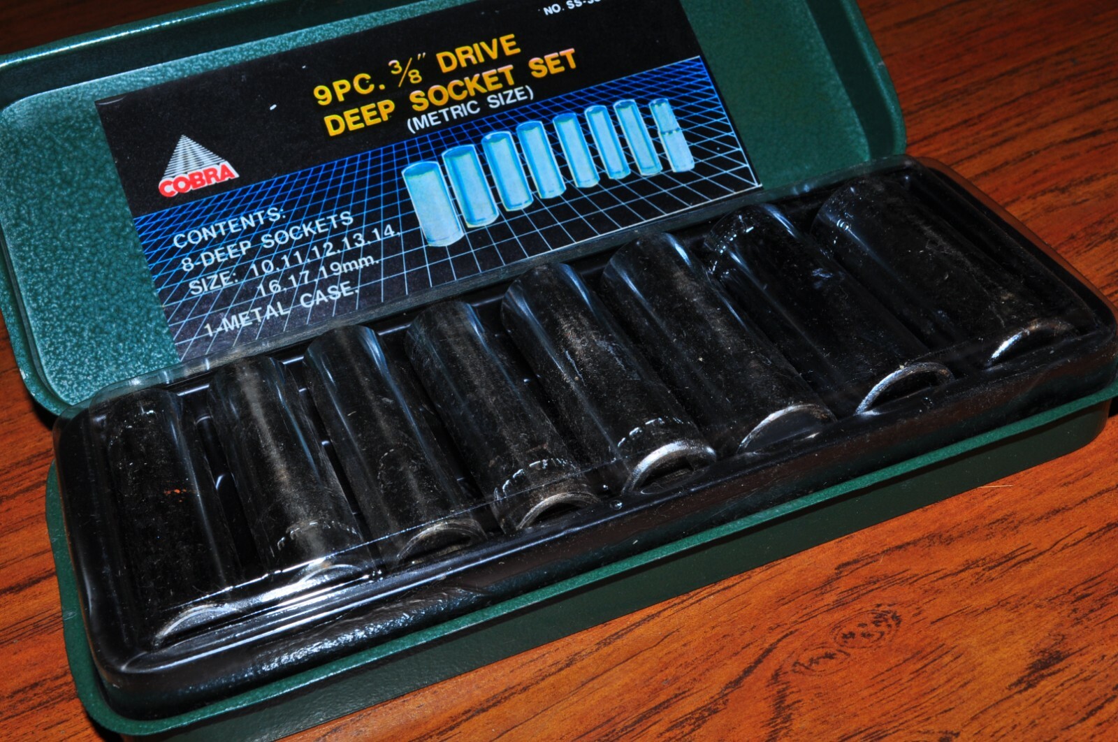 METRIC DEEP SOCKET 9 PCS 3/8" DR 10MM TO 19MM METAL CASE