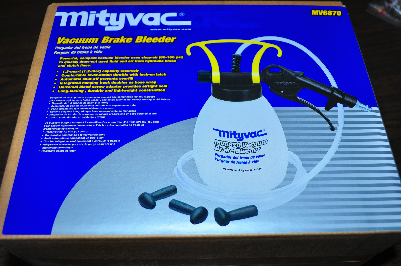 MITYVAC MV6870 VACUUM BRAKE BLEEDER SET WITH ADAPTER  Made in Denmark