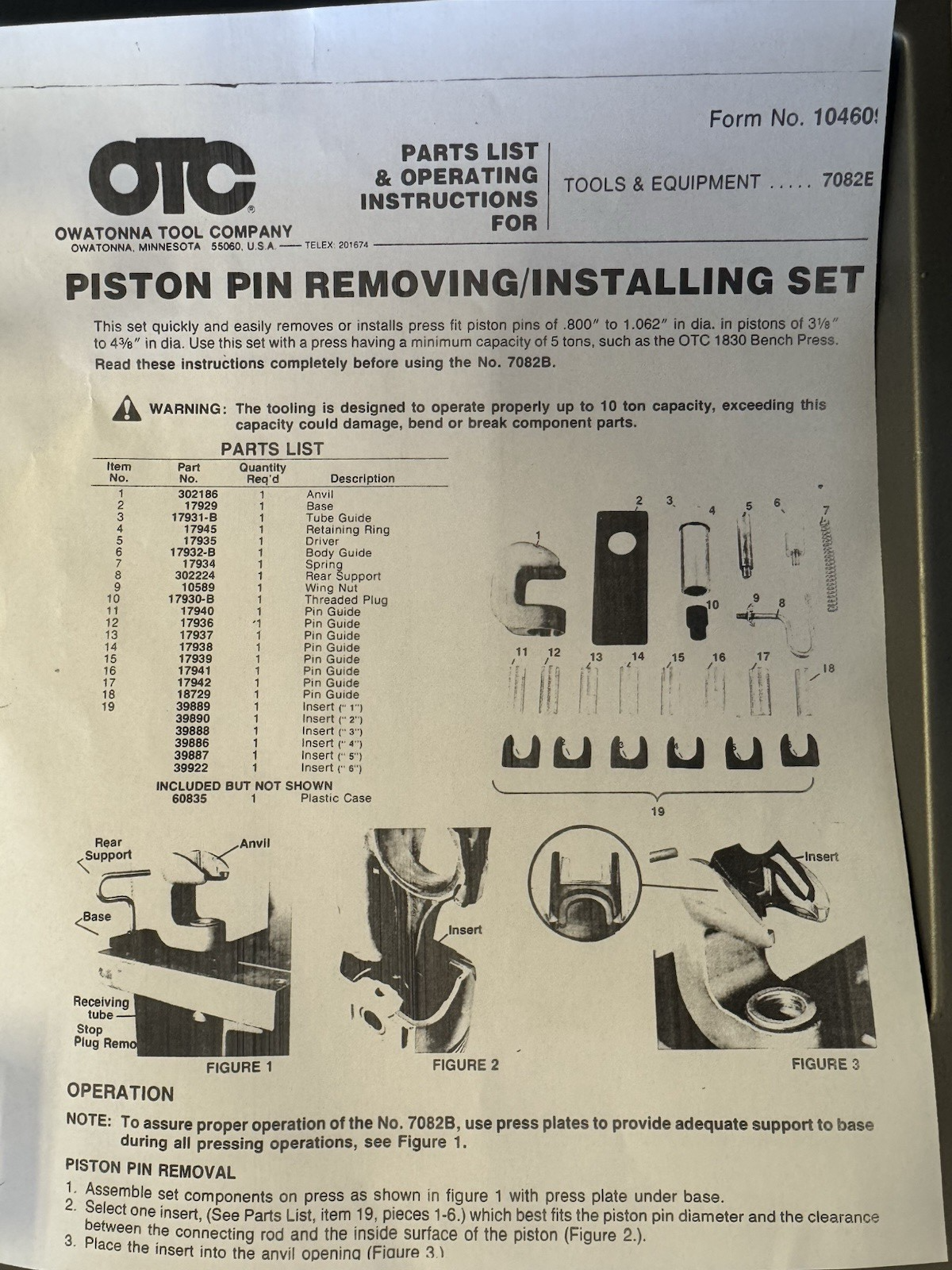 OTC 7082B Piston Pin Removing/Installing Set Made in USA - Image 7