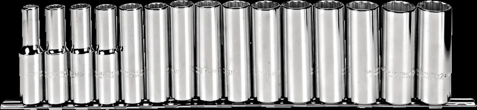 Proto® J54207 1/2" Drive 15 Piece Metric Deep Socket Set 12 Point 10-24mm USA