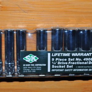 SK 4908 9 Pcs 1/4" Dr 6 Pts Deep Sae Fractional Socket Set 7/32"--9/16"1990 Year