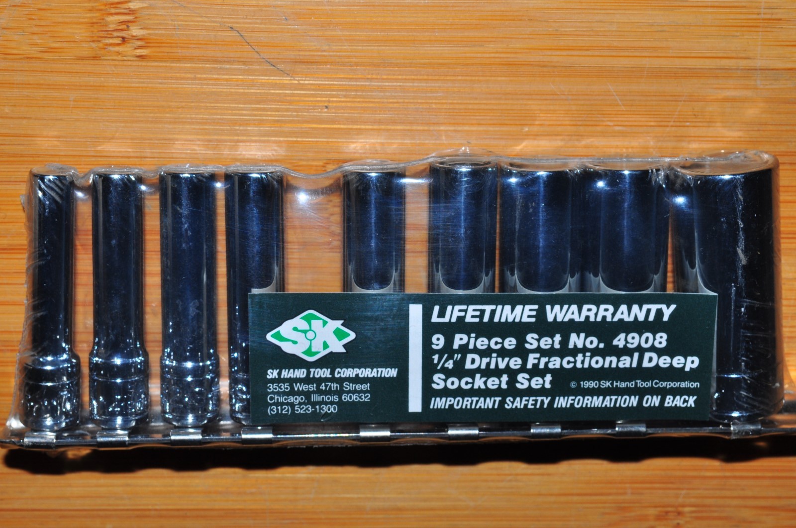 SK 4908 9 Pcs 1/4" Dr 6 Pts Deep Sae Fractional Socket Set 7/32"--9/16"1990 Year