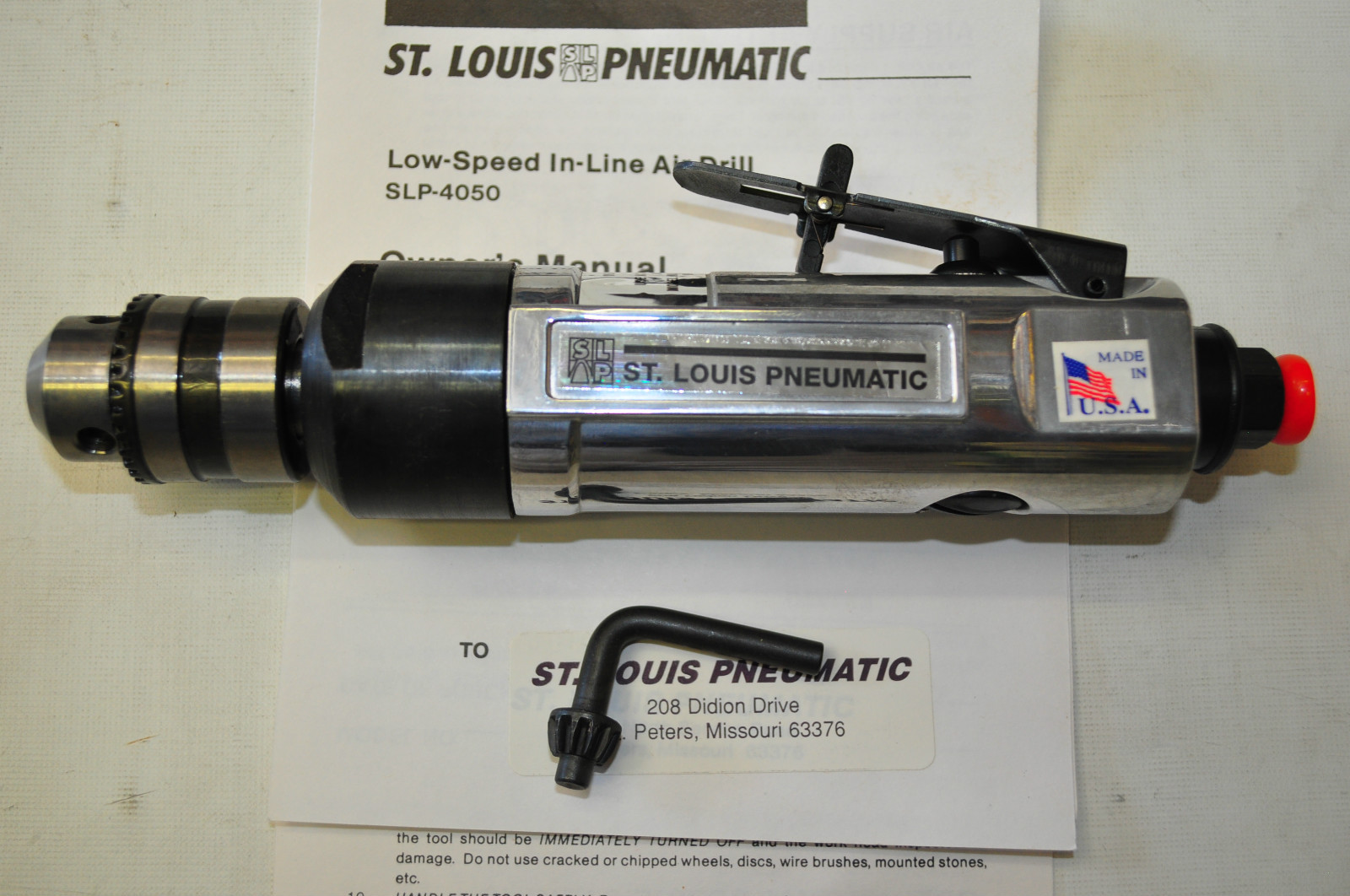 ST LOUIS SLP-4050  3/8" Low-Speed Heavy Duty In-Line Drill Made in USA