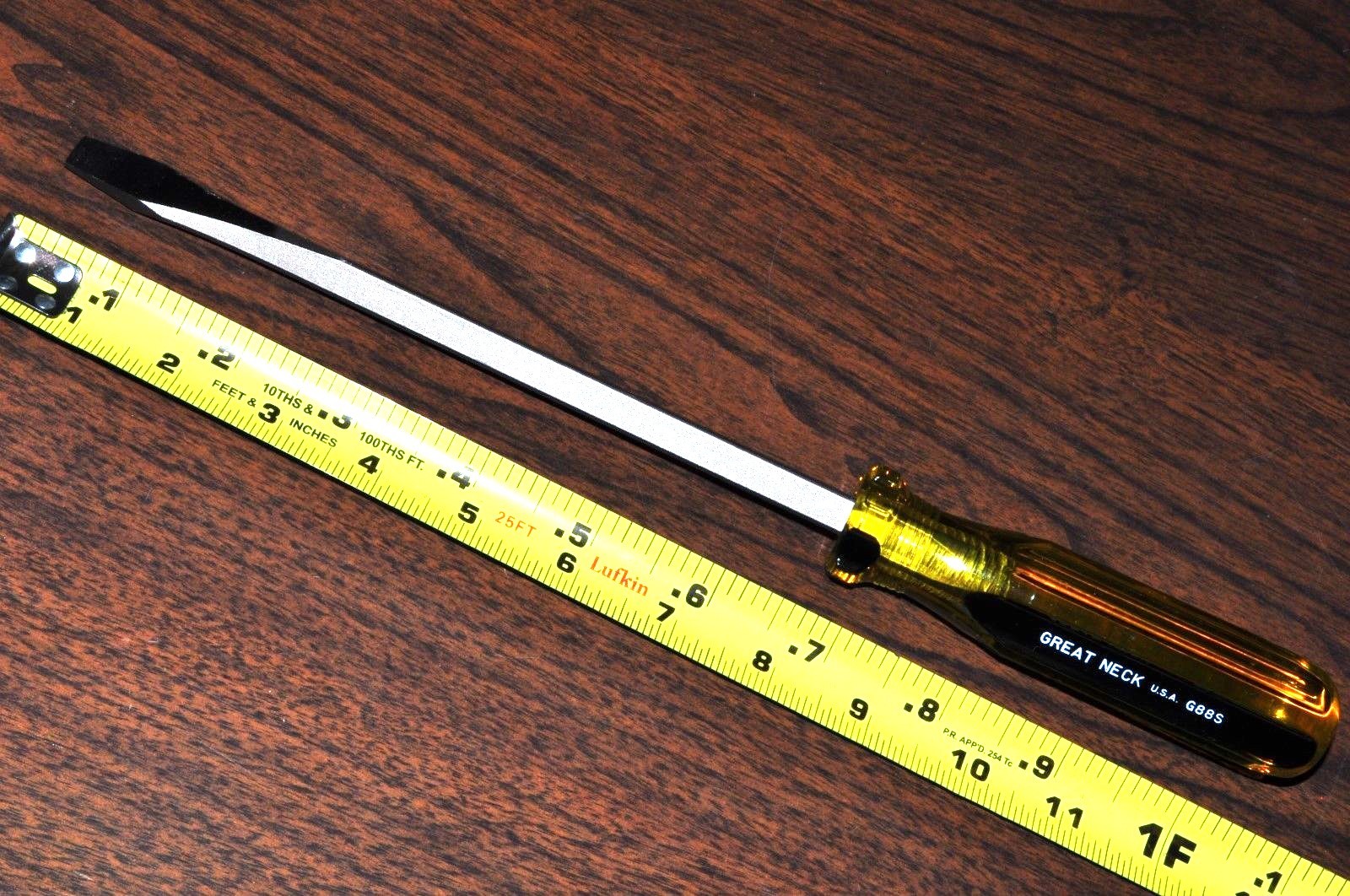 Screw Driver 3/8" Flat Slotted Tips- 8" shank 3/8" square-overall 13" Long G88S