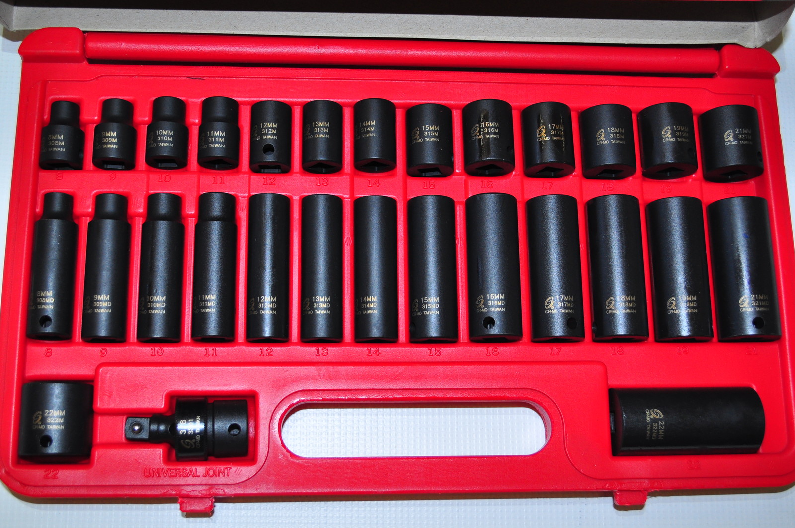 Sunex 3329 29 Pc  3/8" Drive Master Metric Impact Socket Set 6 Points.8 to 22 mm
