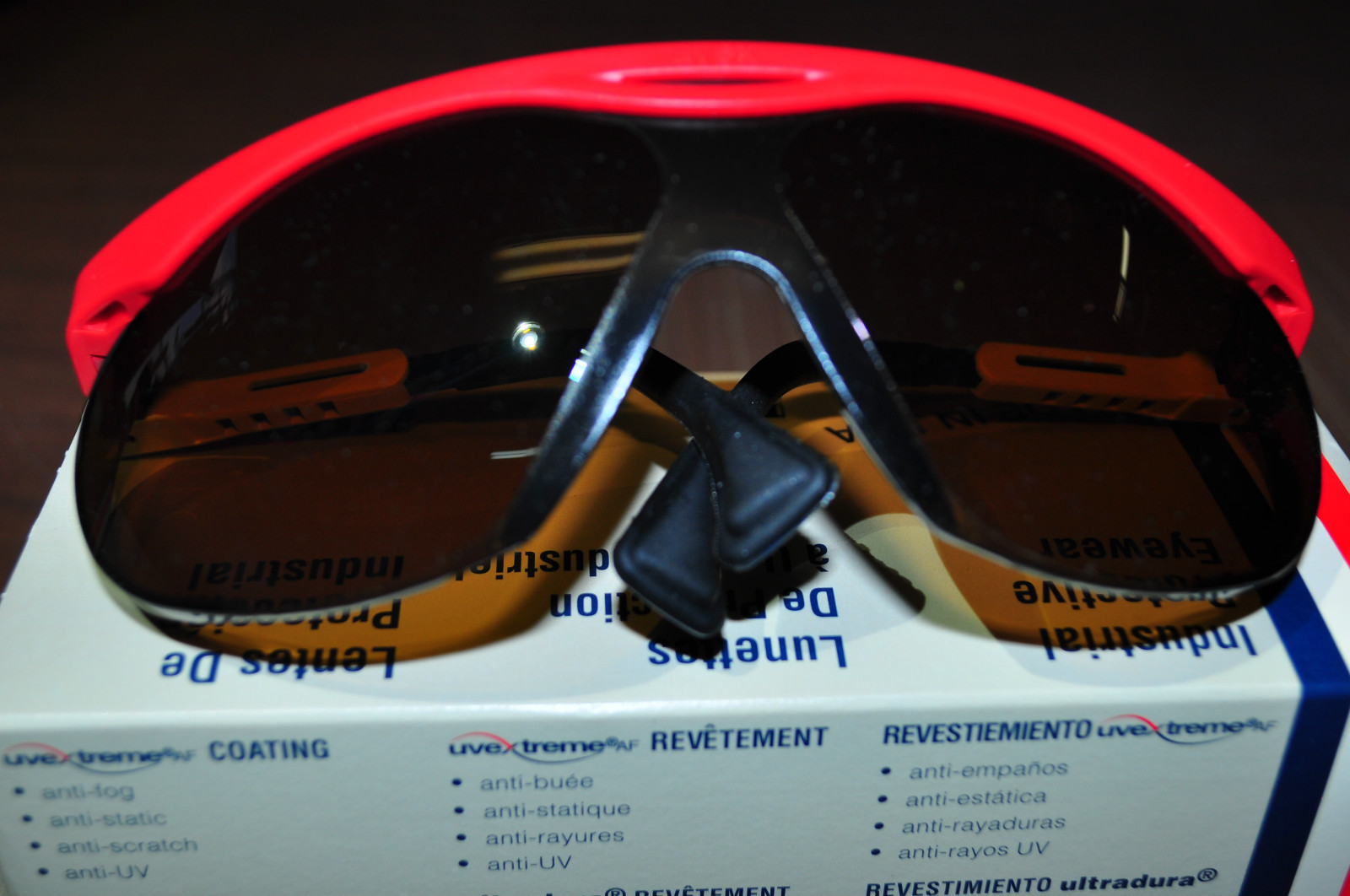 Uvex Eyewear Safety Glasses Skyper S1911 Red/White/Blue Frame Espresso lens USA