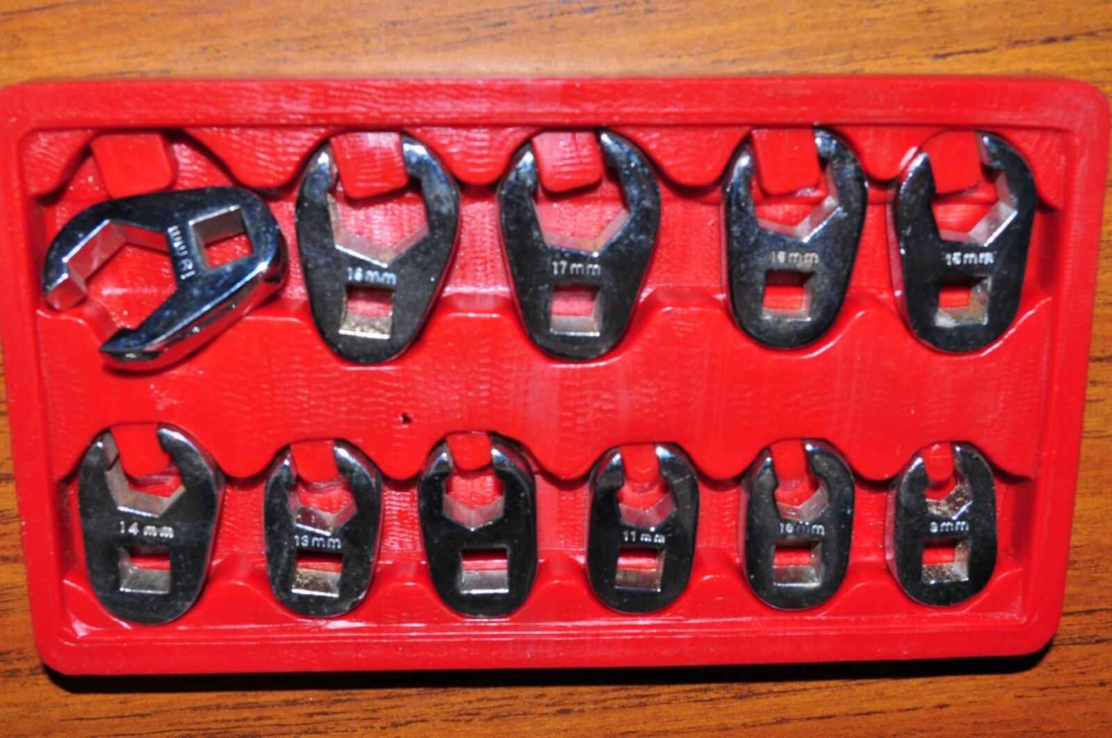 11 PC 3/8" DR. METRIC FLARE NUT CROW FOOT WRENCH SET 9 TO 19MM V8 7211