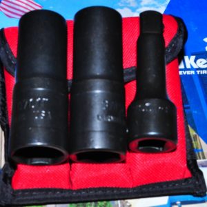 3 PcThinwall Flip Socket Set 19 mm - 21 mm ,3/4" - 13/16",3" ex bar KEN 30110