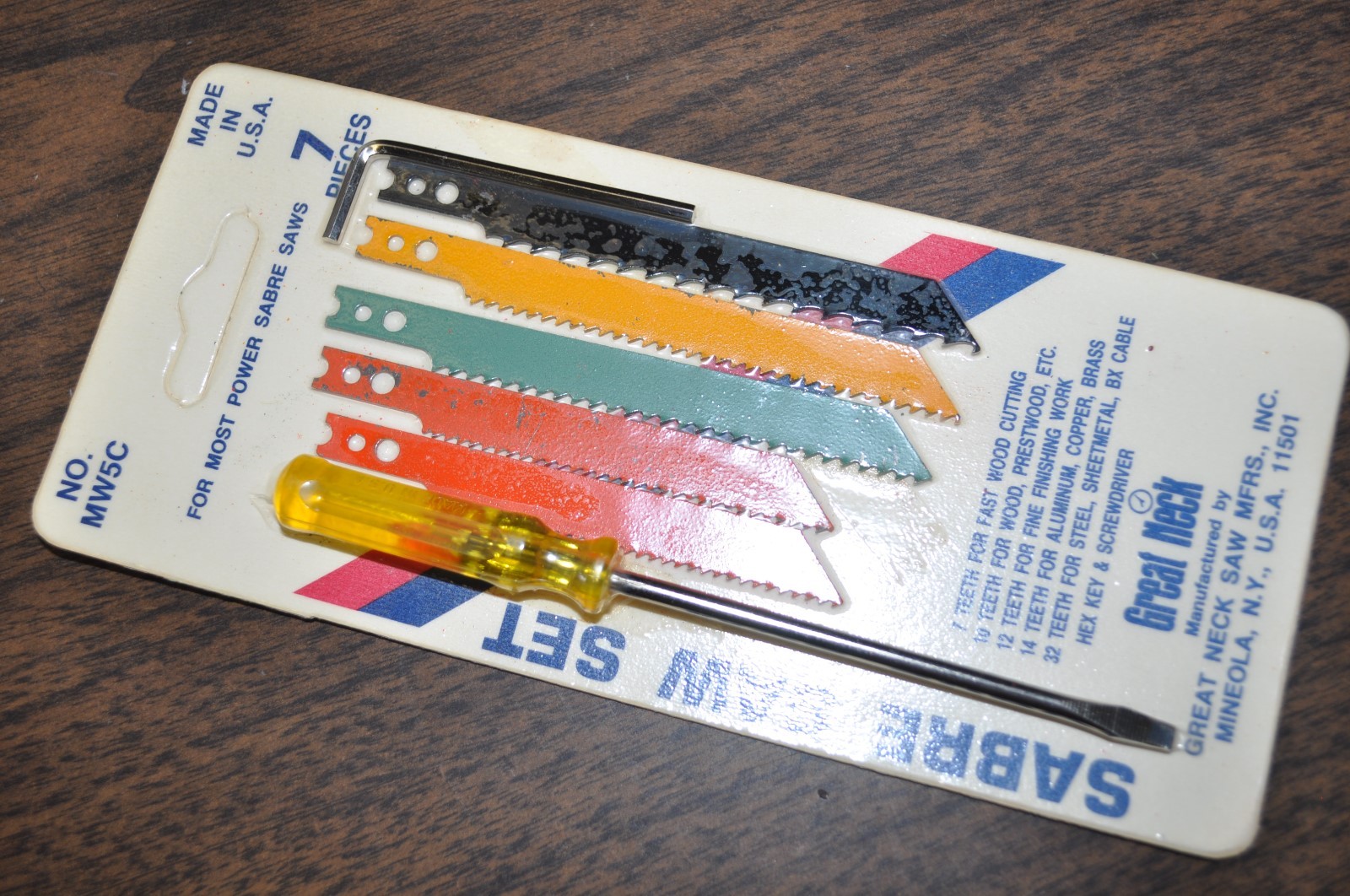 7 Pieces Sabre ZSaw Jig Saw Blade w/hexkey mini driver Great Neck NW5C USA made