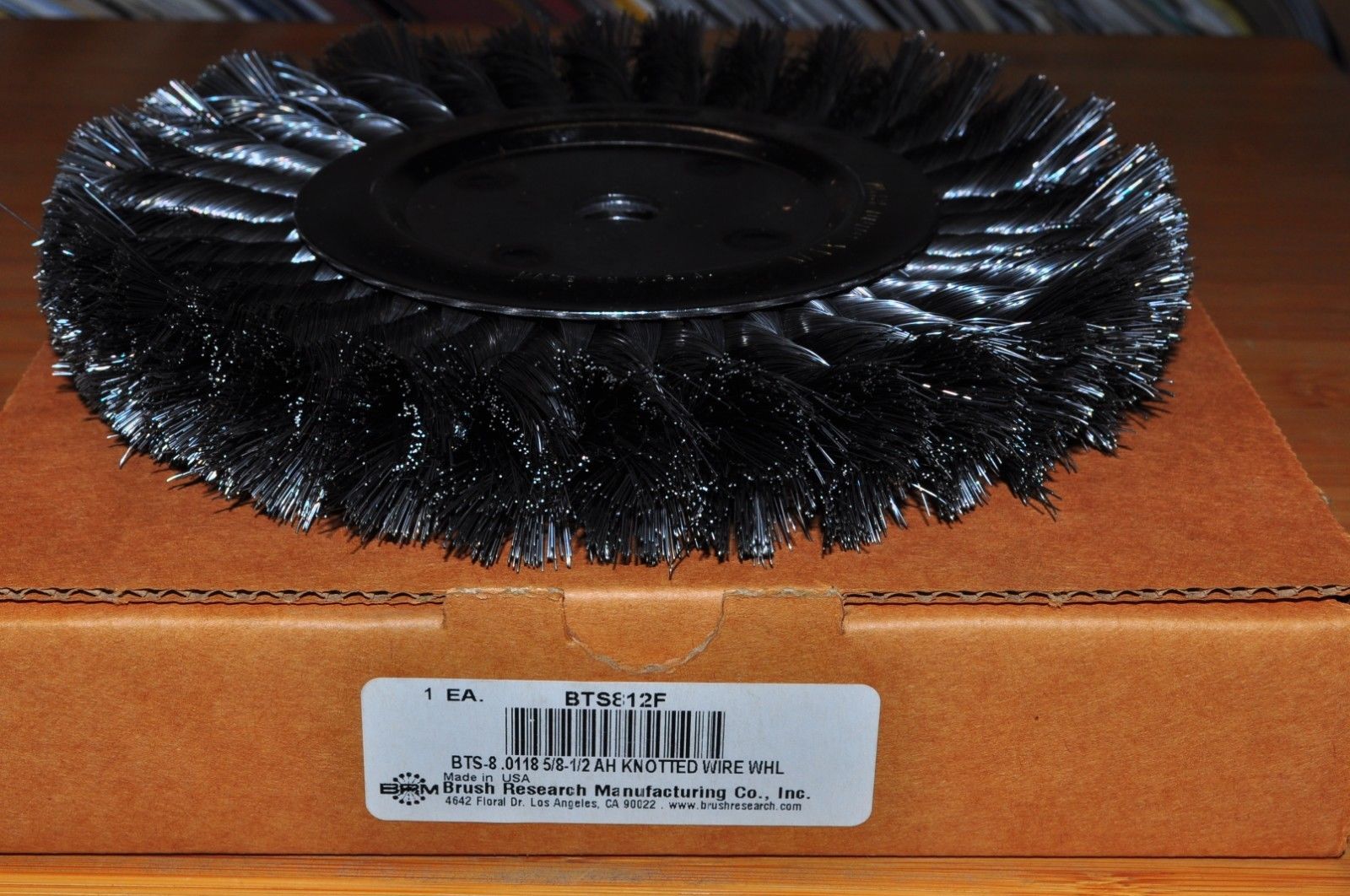 8" Knotted Twisted Wire Wheel Brush 3/4" Face 5/8" arbor Made in US 
