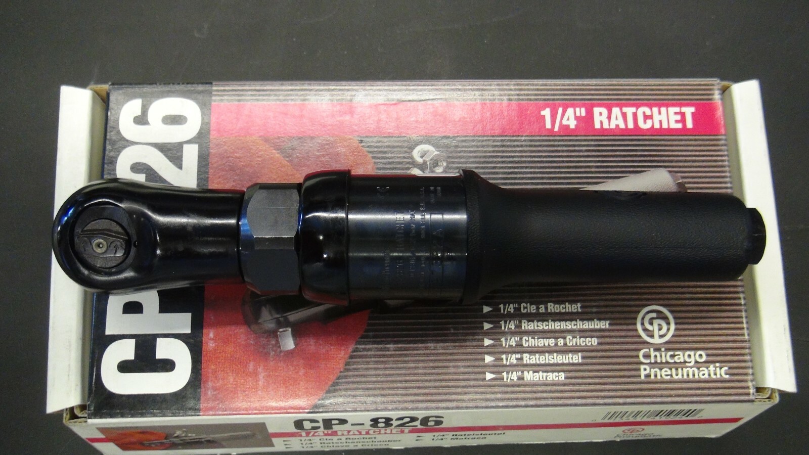 Chicago Pneumatic 826 1/4" AIR RATCHET 5-15 Ftlb •Urethane grip Made in Japan