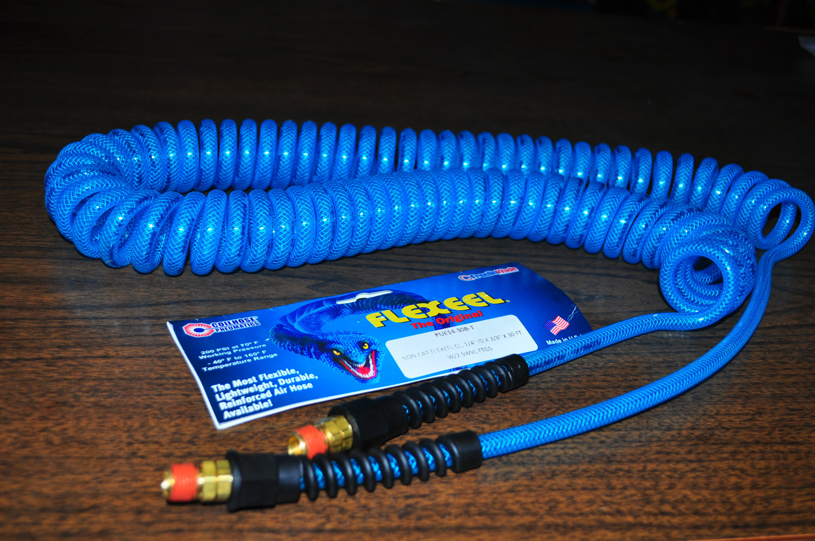 Coilhose PUE14-30B-T 1/4" Flexeel Hose Reinforced Swivel Reusable end 1/4"NPT u