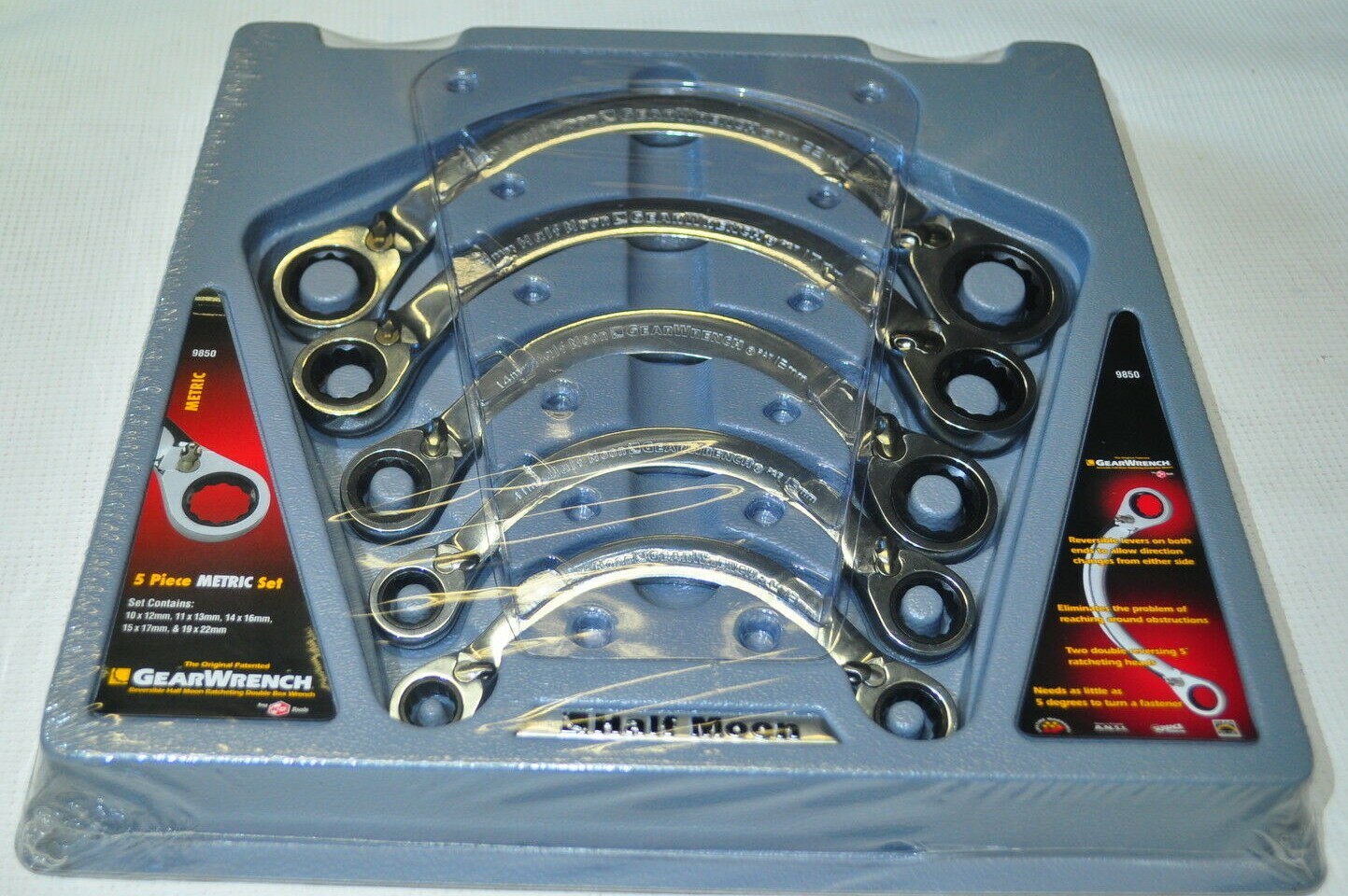 Danaher KD Gearwrench 9850 Metric Half Moon Reversible Ratcheting Wrench 5 pcs