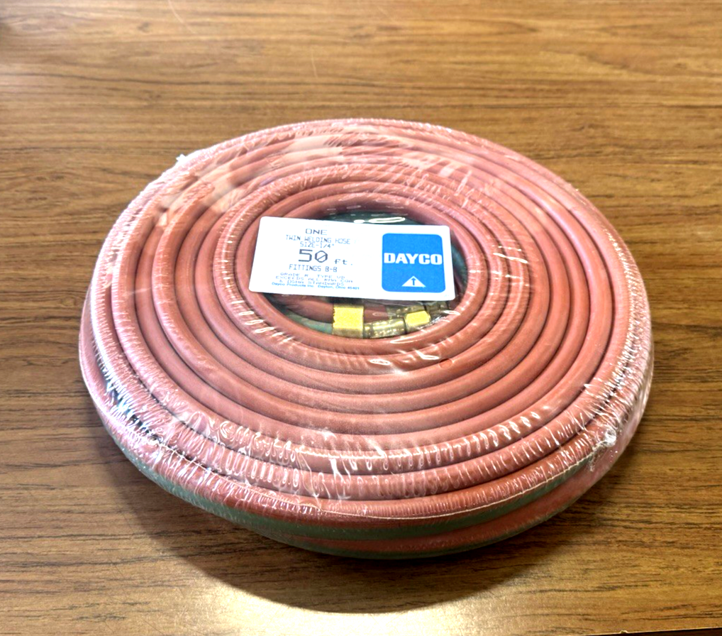 Dayco Twin Welding Hose 50'ft 1/4" B-B Fitting Acetylene Grade R type UD USA