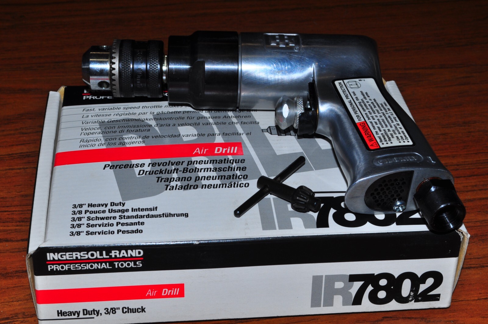 Ingersoll Rand 7802  Japan 3/8" Air Drill 2500 RPM Variable Speed Japan
