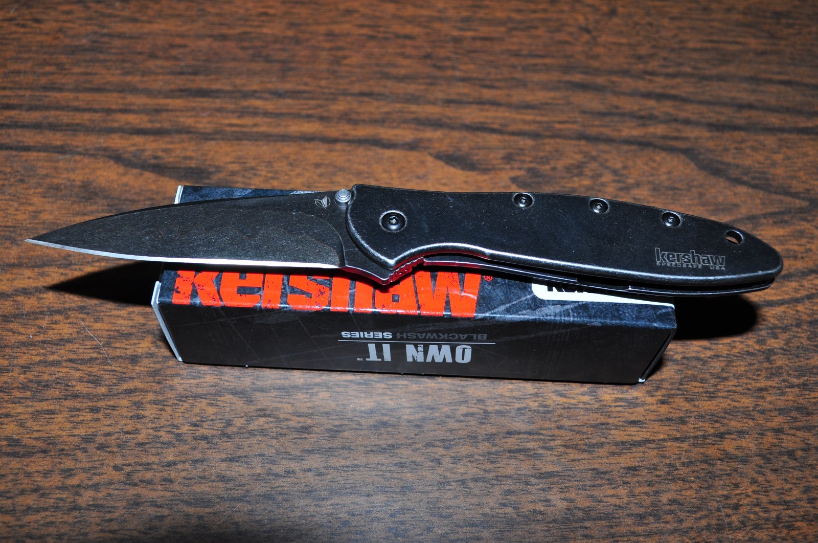 Kershaw 1660CBBW Leek  Composite BlackWash Sandvik14C28N spine Blade Made in USA