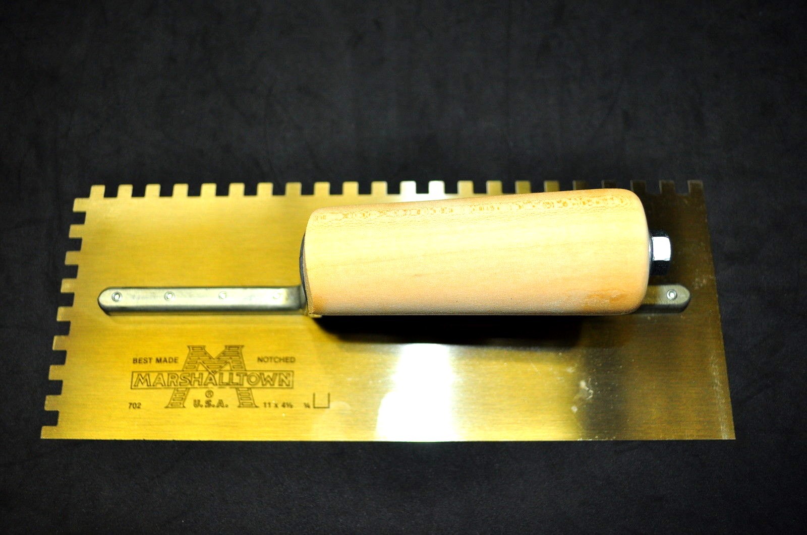 MARSHALLTOWN 702 11 by 4-1/2-Inch Notched Trowel 1/4" SQ - Straight Wood Handle