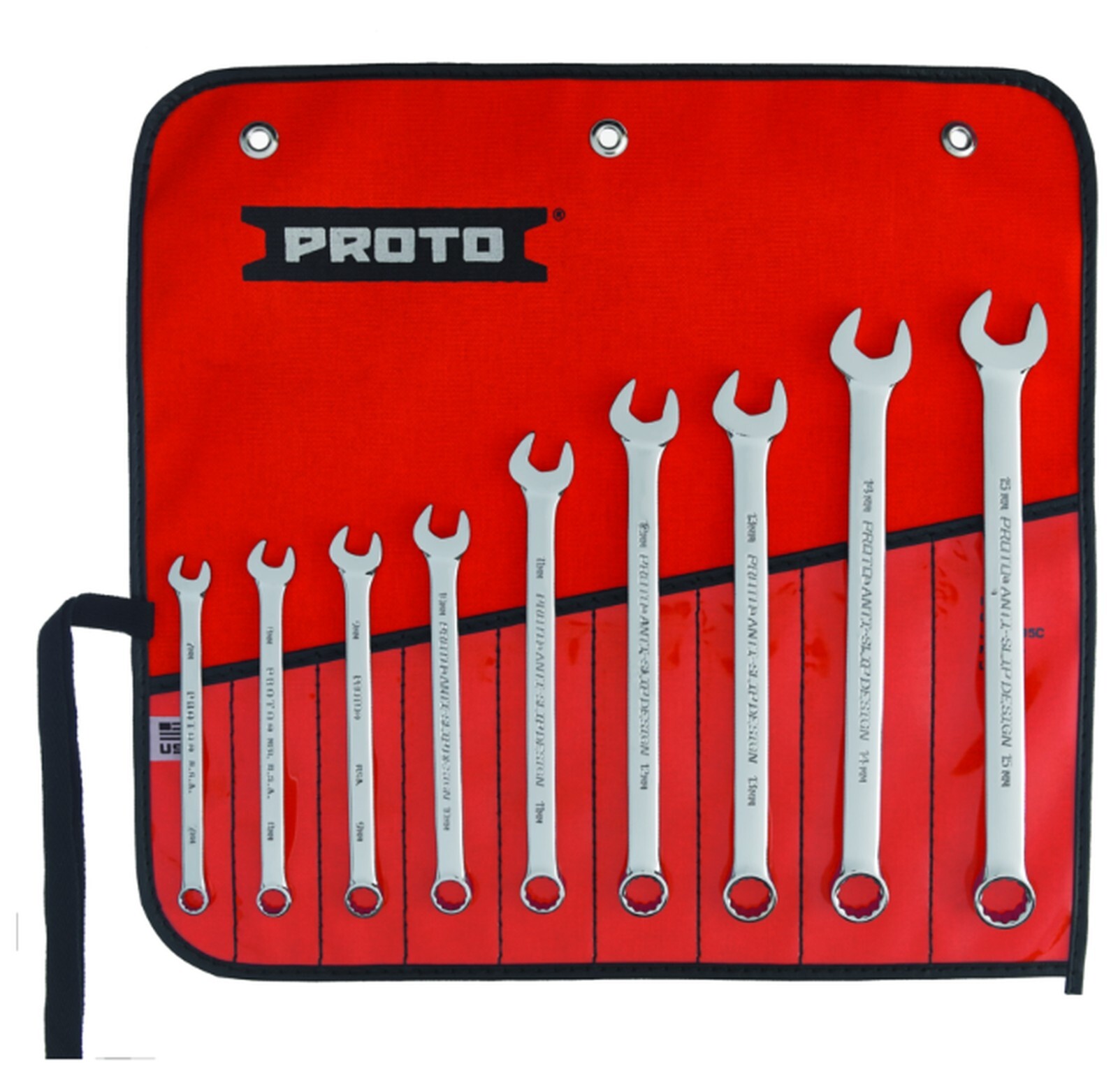 PROTO J1200HM-T500 9 PIECE FULL POLISH METRIC COMBINATION WRENCH SET - 12 POINT