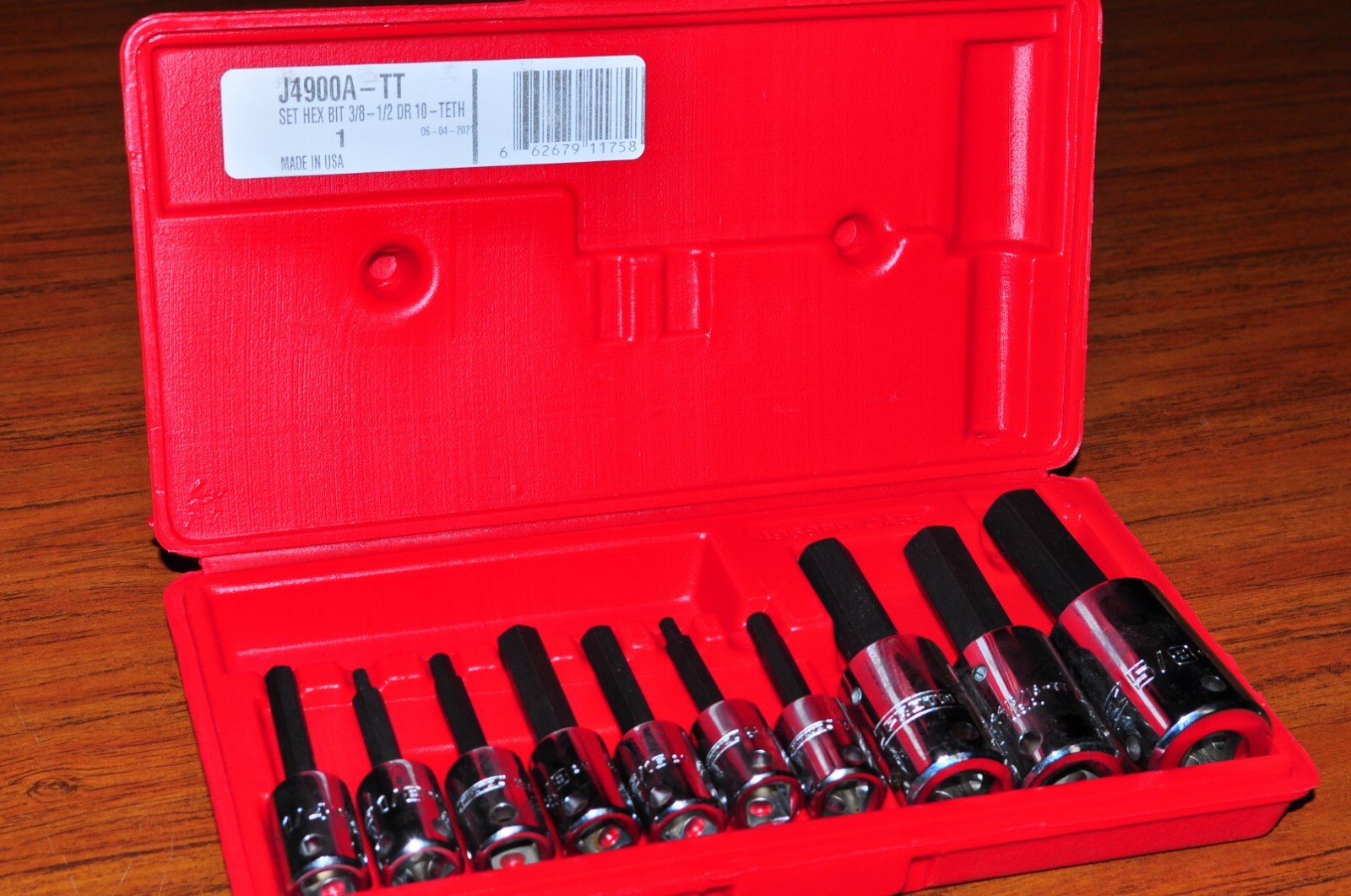PROTO®  J4900A-TT TETHER-READY 3/8" & 1/2" DRIVE 10 PIECE HEX BIT SET 1/8" to 5/