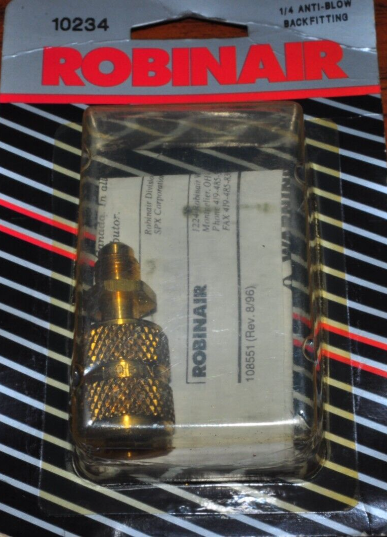 ROBINAIR 1/4  ANTI-BLOW BACK FITTING #10234 MADE IN USA