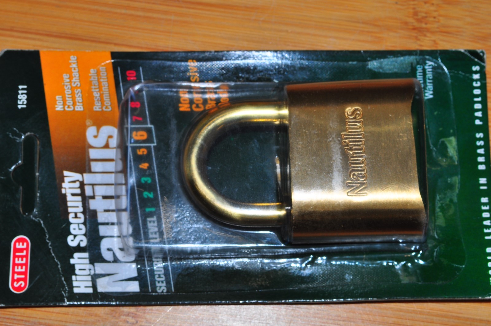 Steele Lock Nautilus Maximum Security Combination Brass 2" Padlock BRASS SHACKLE