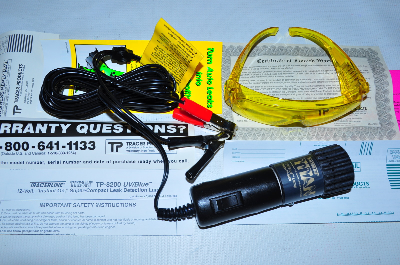 Tracerline TP-8200 TiTan UV/Blue Lamp A/C leak detector Made in USA True UV lens