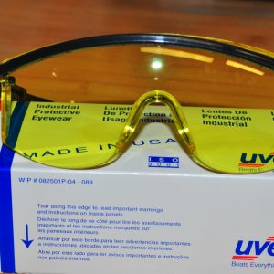 UVEX S145 Goggles Eye Glass Eyewear Amber Lens Black frame Anti-Chemical UV USA
