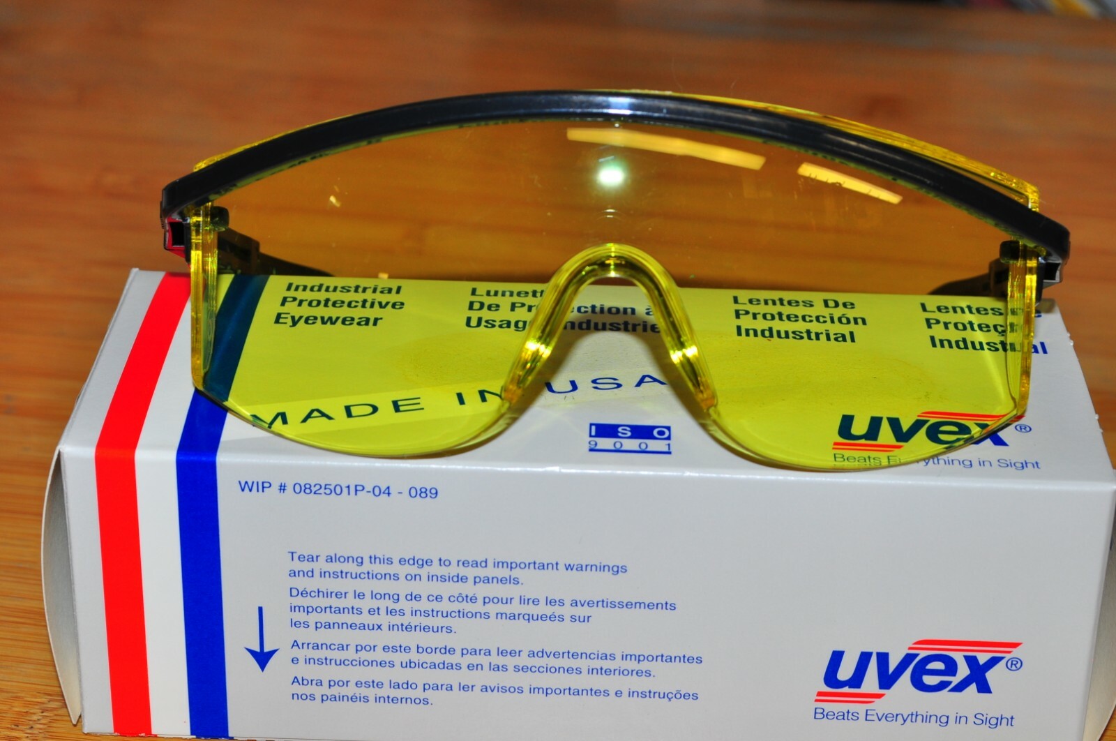 UVEX S145 Goggles Eye Glass Eyewear Amber Lens Black frame Anti-Chemical UV USA