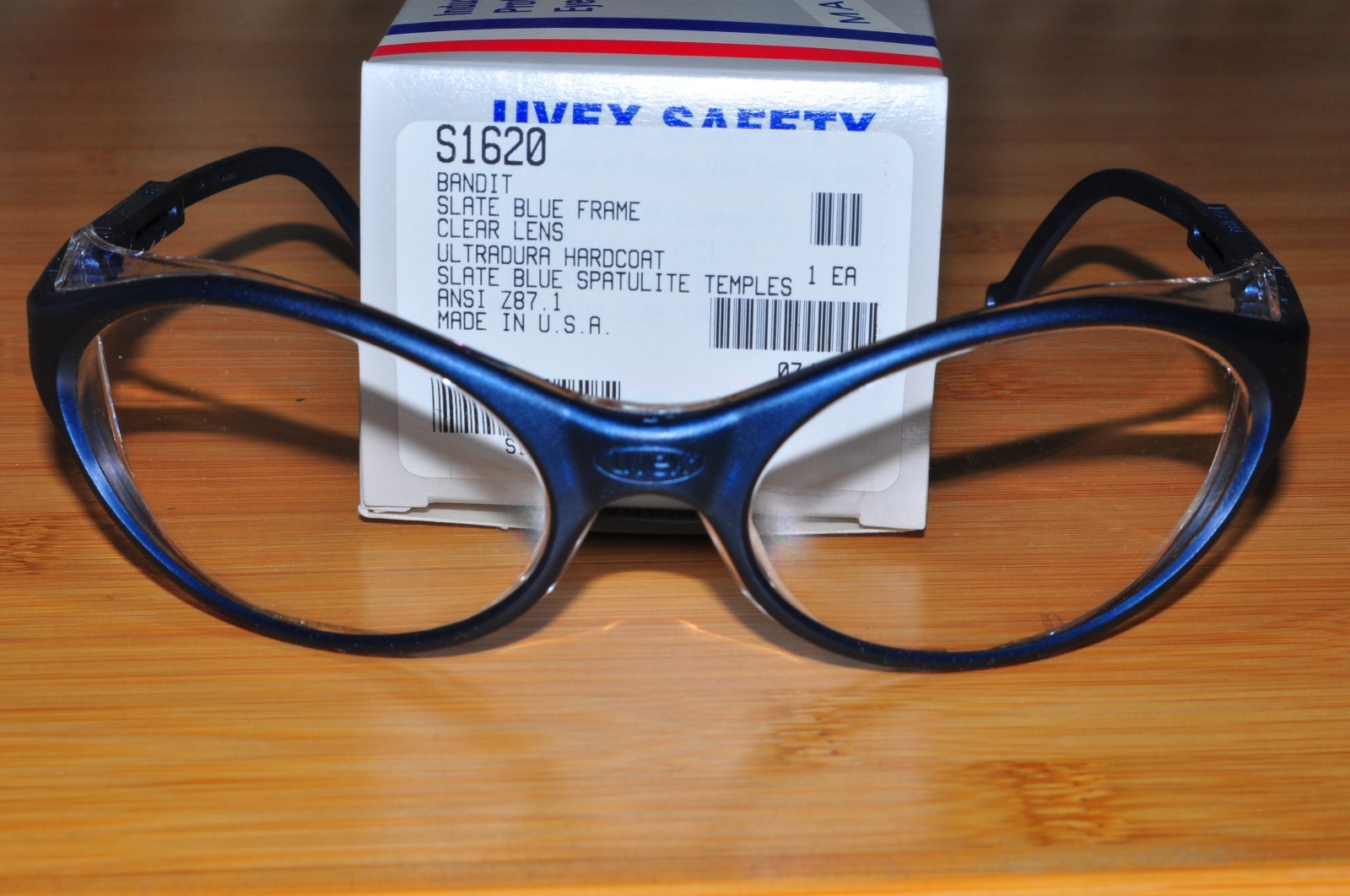 Uvex S1620 Bandit Safety Eyewear, Slate Blue Wrap Around Frame Clear Lens USA