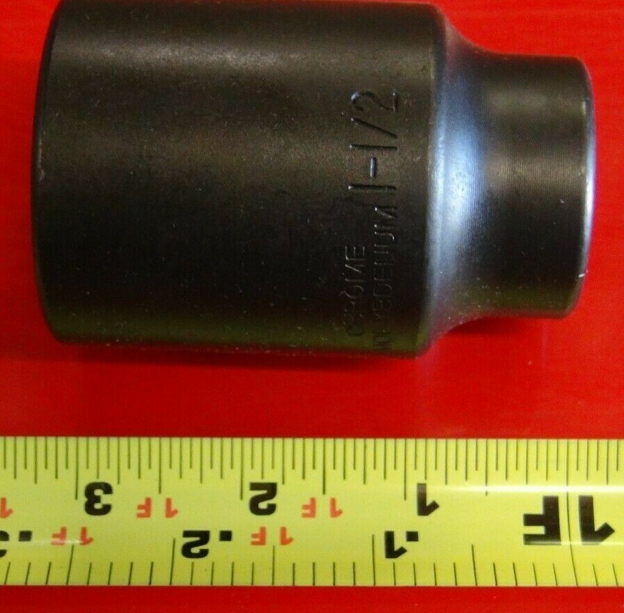 1 1/2 INCH DEEP IMPACT SOCKET 1/2 IN DRIVE CHROME MOLY STEEL OVERALL LN 3 INCHES