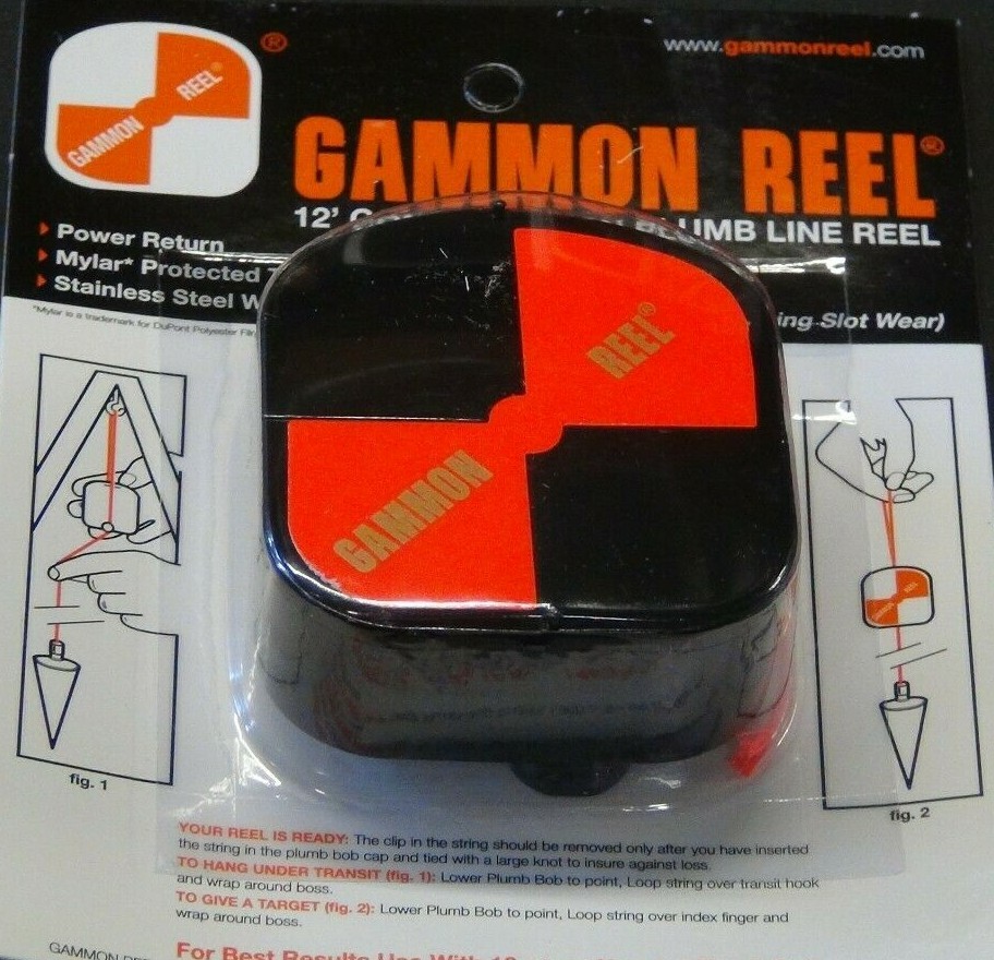 12 Foot HiViz Gammon Reel for construction plumb bob line reel #012B
