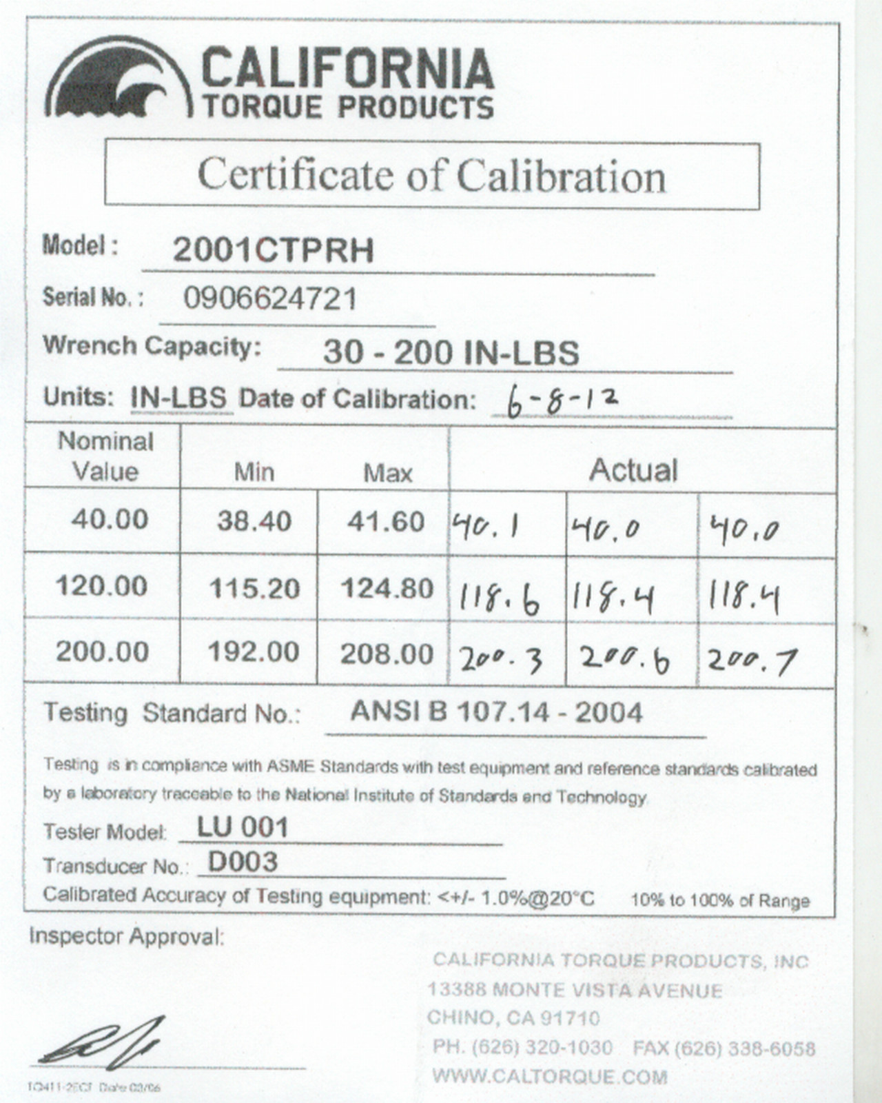1/4" INCH DR DRIVE TORQUE WRENCH 30-200 IN-LB PRECISION MICROMETER TORQUE WRENCH - Image 3
