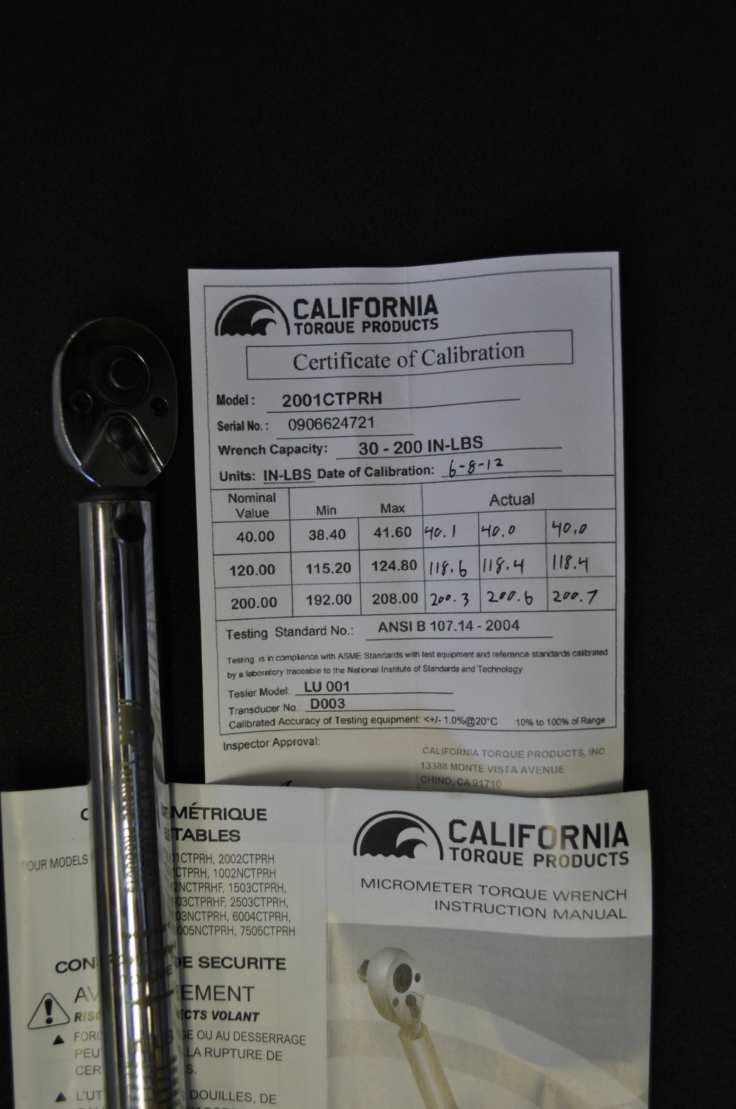 1/4" INCH DR DRIVE TORQUE WRENCH 30-200 IN-LB PRECISION MICROMETER TORQUE WRENCH - Image 8