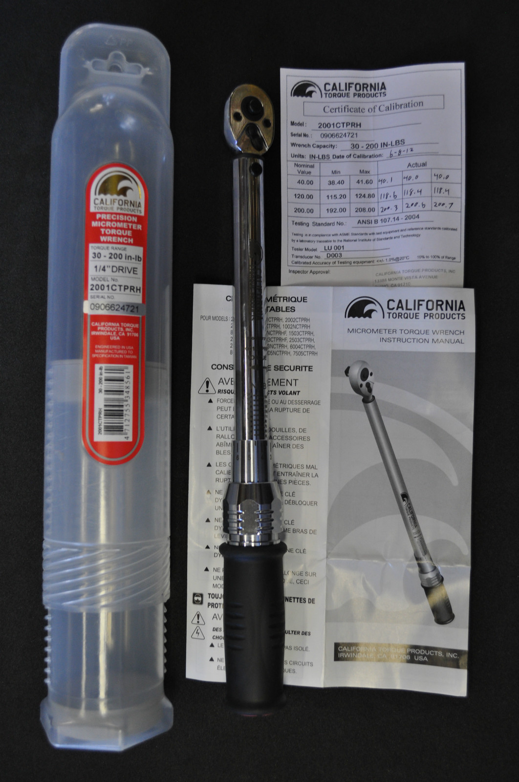 1/4" INCH DR DRIVE TORQUE WRENCH 30-200 IN-LB PRECISION MICROMETER TORQUE WRENCH