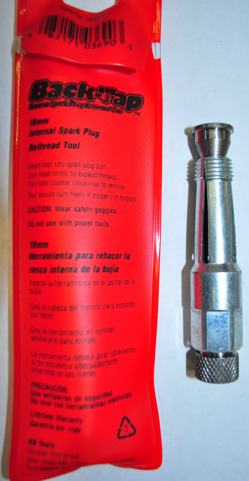 18 MM INTERNAL SPARK PLUG RE THREAD TOOL Made in USA