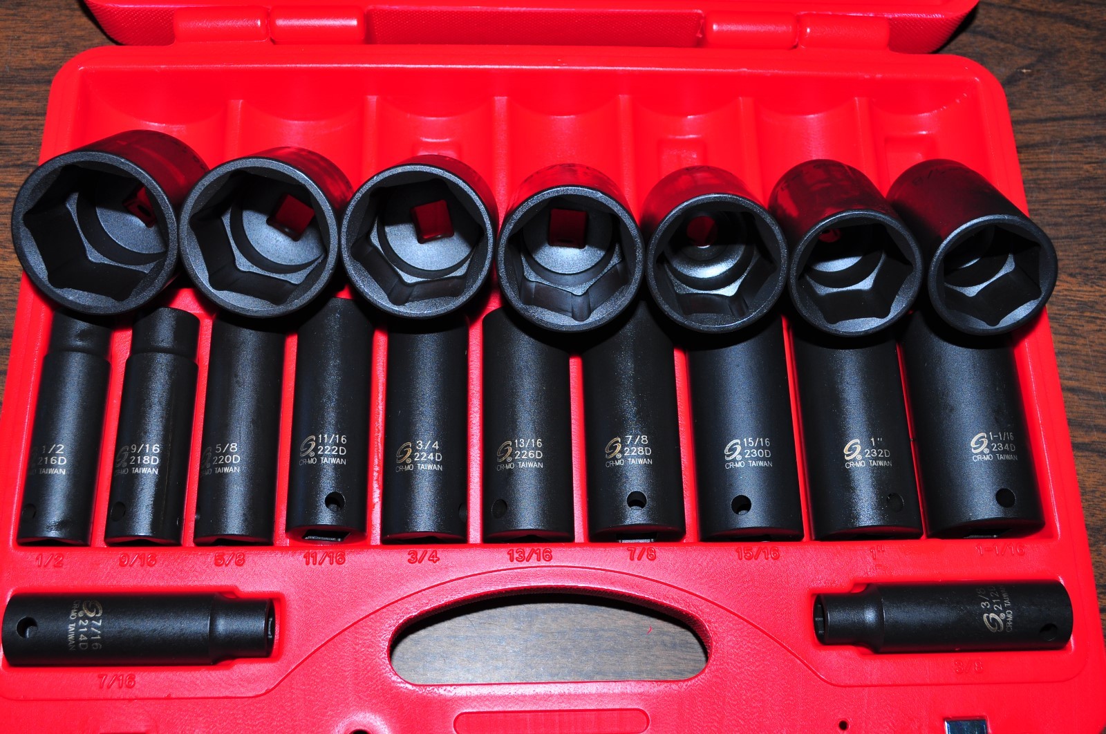 19 Piece 1/2" Drive Deep SAE Impact Socket Set From 3/8" to 1-1/2". Sunex 2641