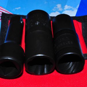 3 Pcs 6-Pt. & 12-Fluted Twist Flip Socket 17 & 19 MM W/Ex-Bar KEN 30103 USA