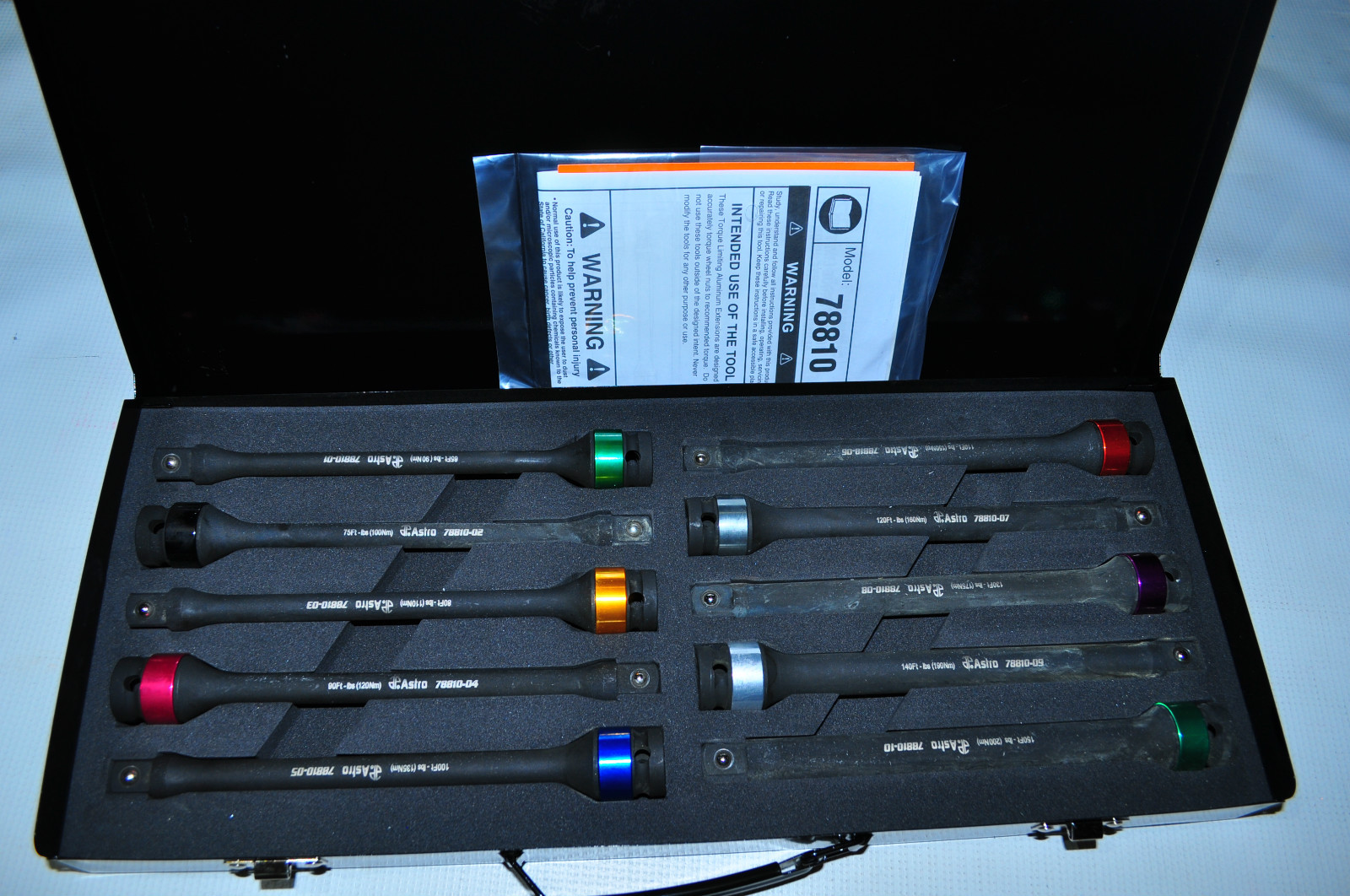 Astro 10pc Torque Limiting 1/2" Drive 8" long Impact Extension Set Color- 78810