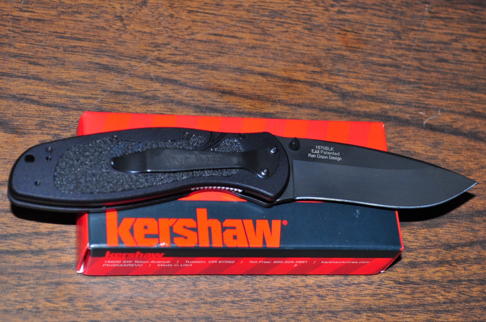 Blur Tactacil Knife w/Diamond-Like Carbon coated blade Kershaw 1670BLK Made USA