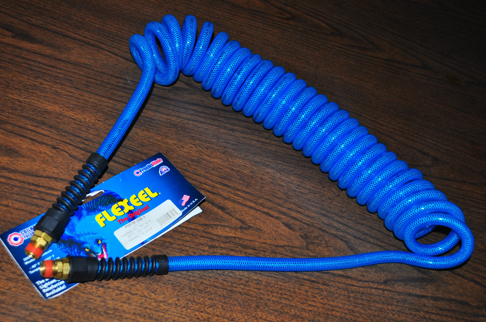 FreelinWade PUE38-20B-T Flex Coil hose 20Ft Reusable Reinfored Swivel3/8"NPT USA